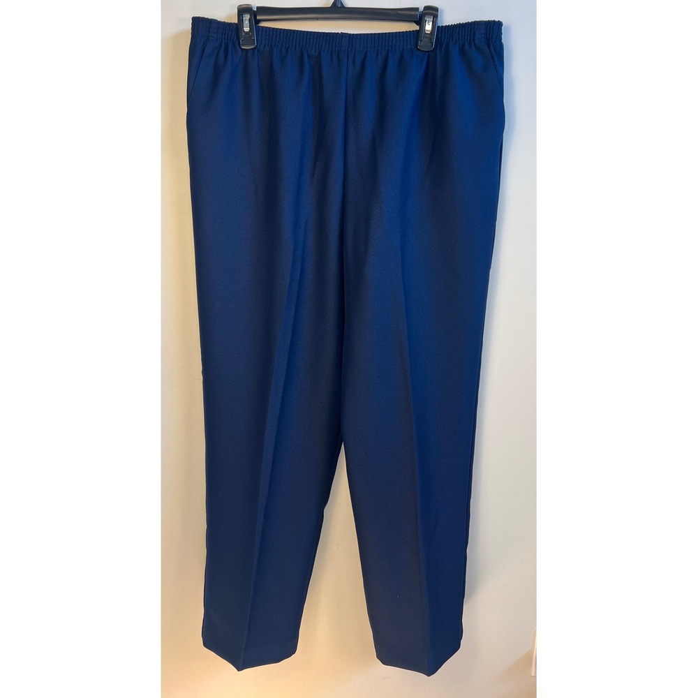 Alfred Dunner Classics Navy Blue Pull On Elastic Waist‎ Pants Women's Size 18